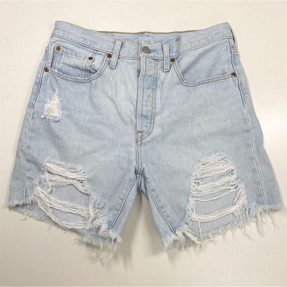 Levi's Pants - Levi's 501 High Rise Distressed Blue Jean Cutoff Denim Shorts Waist 30 Raw Hem